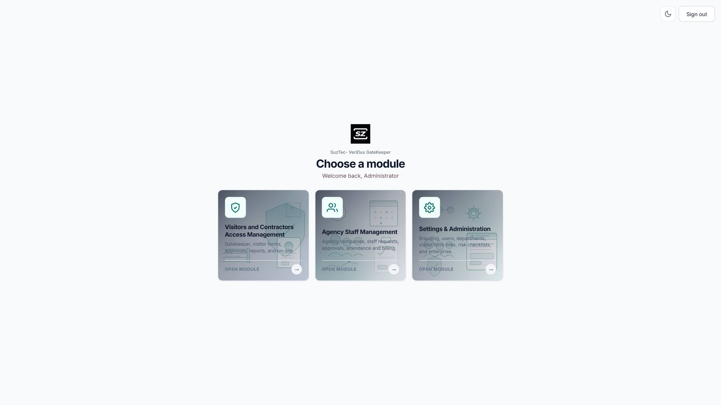 GateKeeper (Visitor Management System) and Contractors Access Control — Unified Module Launcher