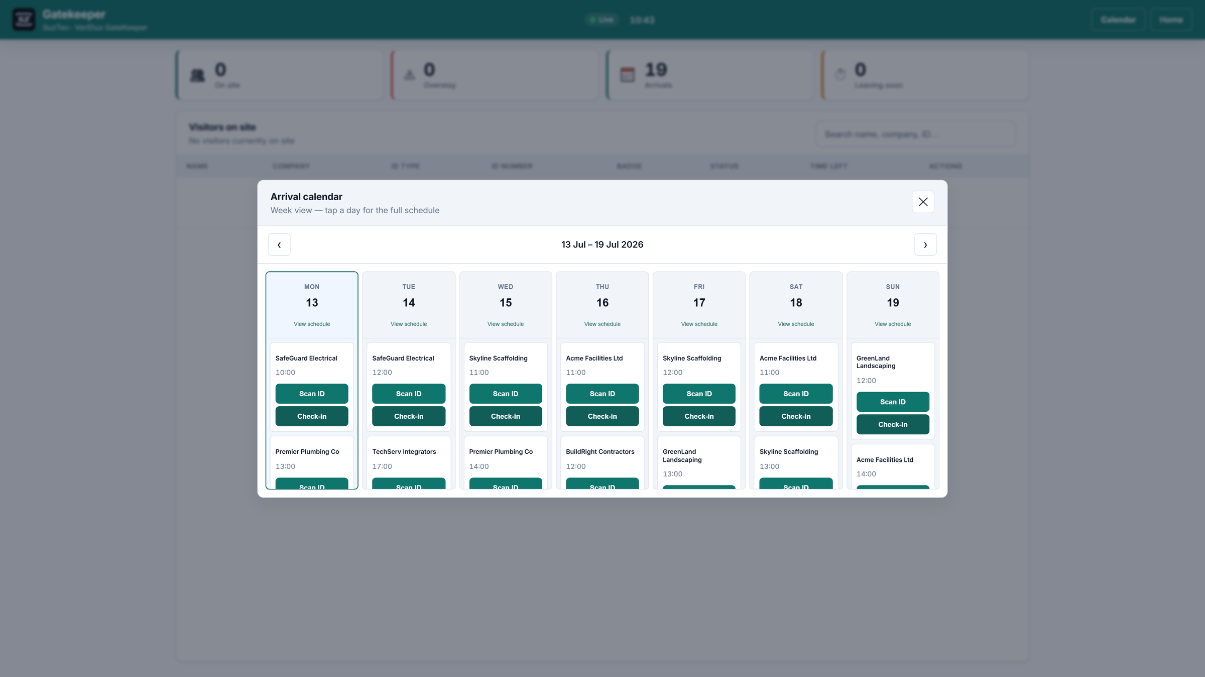 GateKeeper (Visitor Management System) and Contractors Access Control — Visitor & Contractor Calendar